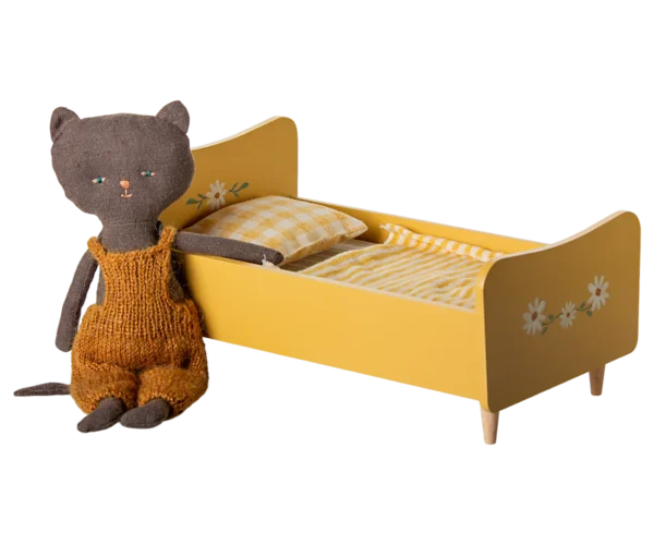 Camita de madera con gatito Amarillo