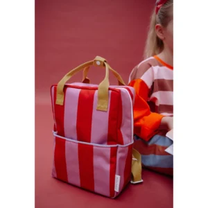 Mochila Mediana Lemon Tree Stripes Red Apple + Rosebay Pink
